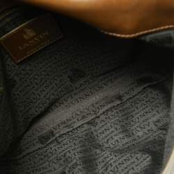 Pre Owned Lanvin Brown/Olive Green Leather Happy Flap Shoulder Bag