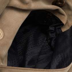 Pre Owned Lanvin Beige/Black Lizard Embossed Leather and Suede Happy Shoulder Bag