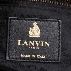 Pre Owned Lanvin Beige/Black Lizard Embossed Leather and Suede Happy Shoulder Bag