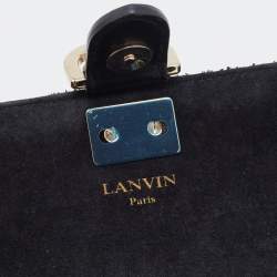 Pre Owned Lanvin Black Leather and Lame Fabric Chain Crossbody Bag
