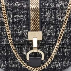 Pre Owned Lanvin Black Leather and Lame Fabric Chain Crossbody Bag