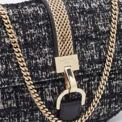 Pre Owned Lanvin Black Leather and Lame Fabric Chain Crossbody Bag