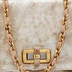 Pre Owned Lanvin Metallic Textured Leather Mini Happy Crossbody Bag