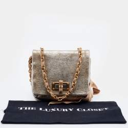 Pre Owned Lanvin Metallic Textured Leather Mini Happy Crossbody Bag