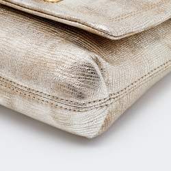 Pre Owned Lanvin Metallic Textured Leather Mini Happy Crossbody Bag