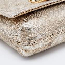 Pre Owned Lanvin Metallic Textured Leather Mini Happy Crossbody Bag