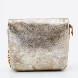 Pre Owned Lanvin Metallic Textured Leather Mini Happy Crossbody Bag