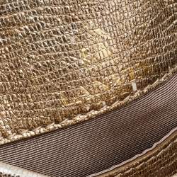 Pre Owned Lanvin Metallic Textured Leather Mini Happy Crossbody Bag