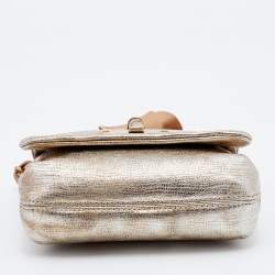 Pre Owned Lanvin Metallic Textured Leather Mini Happy Crossbody Bag