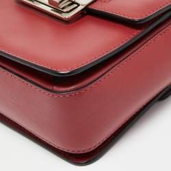 Pre Owned Lanvin Red Leather Flap Crossbody Bag