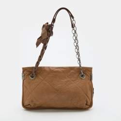 Lanvin Brown Quilted Leather Amalia Shoulder Bag