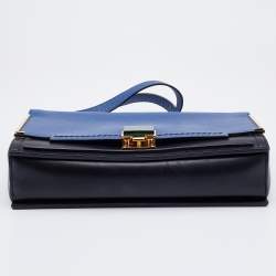Pre Owned Lanvin Black/Blue Leather Flap Crossbody Bag