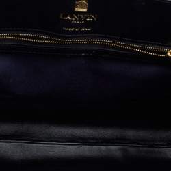 Pre Owned Lanvin Black/Blue Leather Flap Crossbody Bag