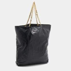 Pre Owned Lanvin Black Leather Chain Shopper Tote