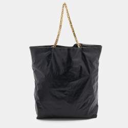Pre Owned Lanvin Black Leather Chain Shopper Tote