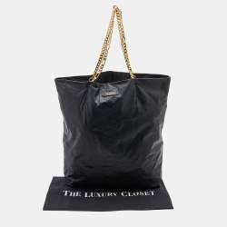 Pre Owned Lanvin Black Leather Chain Shopper Tote