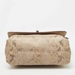 Pre Owned Lanvin Tri Color Lizard/Snake Embossed Leather and Suede Medium Happy Shoulder Bag