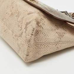 Pre Owned Lanvin Tri Color Lizard/Snake Embossed Leather and Suede Medium Happy Shoulder Bag