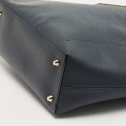 Lanvin Dark Blue, Beige Leather and Python Partition Tote