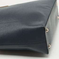Lanvin Dark Blue, Beige Leather and Python Partition Tote