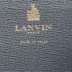 Lanvin Dark Blue, Beige Leather and Python Partition Tote