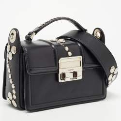 Pre Owned Lanvin Black Leather Mini Jiji Studded Crossbody Bag