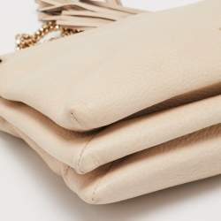 Pre Owned Lanvin Cream Leather Tassel Chain Shoulder Bag