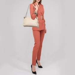 Pre Owned Lanvin Cream Leather Tassel Chain Shoulder Bag