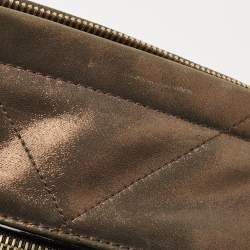 Pre Owned Lanvin Olive Green Shimmer Suede and Patent Leather Amalia Shoulder Bag