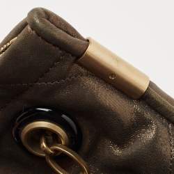 Pre Owned Lanvin Olive Green Shimmer Suede and Patent Leather Amalia Shoulder Bag