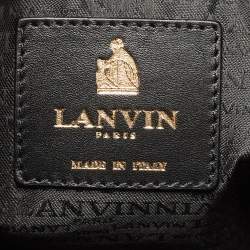 Pre Owned Lanvin Olive Green Shimmer Suede and Patent Leather Amalia Shoulder Bag