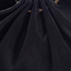 Pre Owned Lanvin Black Leather and Lizard Embossed Sac Polisson Hobo