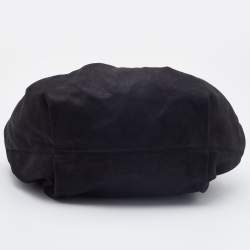 Pre Owned Lanvin Black Leather and Lizard Embossed Sac Polisson Hobo