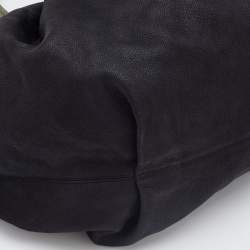 Pre Owned Lanvin Black Leather and Lizard Embossed Sac Polisson Hobo