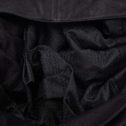 Pre Owned Lanvin Black Leather and Lizard Embossed Sac Polisson Hobo