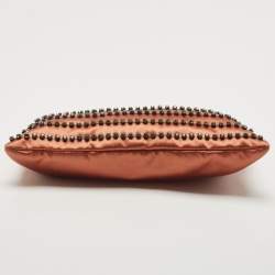 Pre Owned Lanvin Brown/Pink Satin Crystal Embellished Chain Clutch