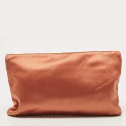 Pre Owned Lanvin Brown/Pink Satin Crystal Embellished Chain Clutch