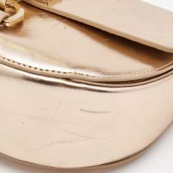 Pre Owned Lanvin Metallic Rose Gold Leather Lien Chain Crossbody Bag