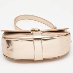 Pre Owned Lanvin Metallic Rose Gold Leather Lien Chain Crossbody Bag