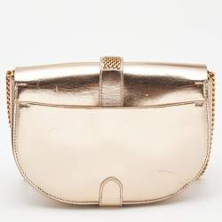 Pre Owned Lanvin Metallic Rose Gold Leather Lien Chain Crossbody Bag