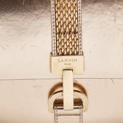 Pre Owned Lanvin Metallic Rose Gold Leather Lien Chain Crossbody Bag