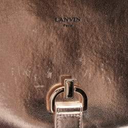 Pre Owned Lanvin Metallic Rose Gold Leather Lien Chain Crossbody Bag