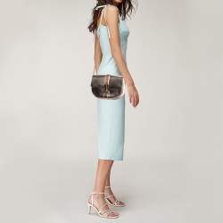 Pre Owned Lanvin Metallic Rose Gold Leather Lien Chain Crossbody Bag