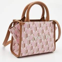 Lanvin Pink/Brown Printed Coated Canvas and Leather In&Out Tote