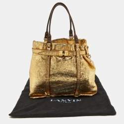Pre Owned Lanvin Gold Laminated Leather Shopper Tote