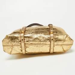 Pre Owned Lanvin Gold Laminated Leather Shopper Tote