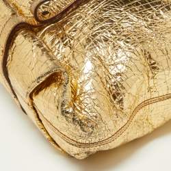 Pre Owned Lanvin Gold Laminated Leather Shopper Tote