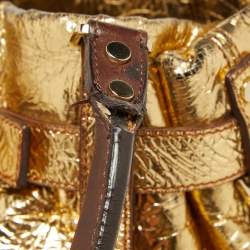 Pre Owned Lanvin Gold Laminated Leather Shopper Tote