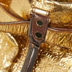 Pre Owned Lanvin Gold Laminated Leather Shopper Tote