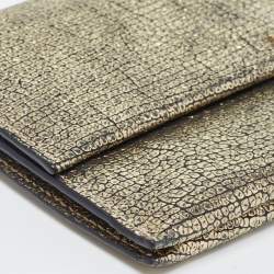 Pre Owned Lanvin Gold Leather Flap Chain Clutch